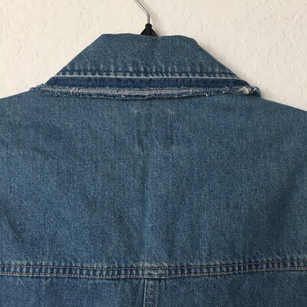 H&M DIY Distressed Denim Vest Womens XS Blue Jean Vest - Picture 7 of 11
